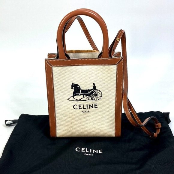 CELINE .02NT Carriage Vertical Cabas Mini2WAY Shoulder Bag Canvas - Picture 5 of 11